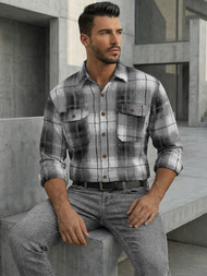 Juodai-balti vyriški marškiniai OZONEE NB/MC728N/4Z