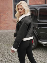 Juoda Moteriška Odinė Striukė OZONEE JS/11Z8256Z