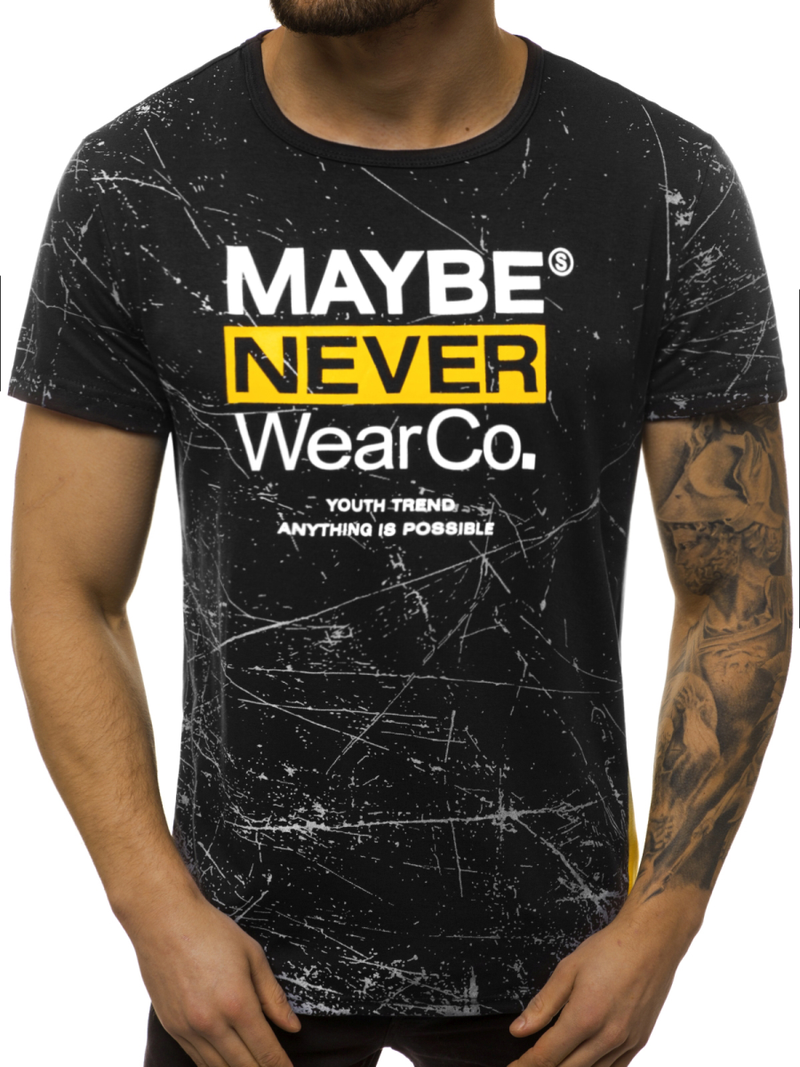 Juodi vyriški marškinėliai OZONEE JS/SS10915