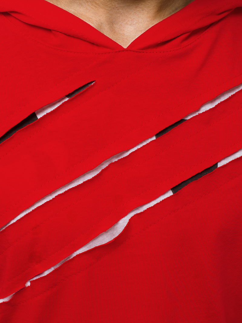 Raudoni vyriški marškinėliai su gobtuvu OZONEE O/1187XZ