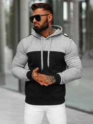 Juodas vyriškas džemperis su gobtuvu OZONEE JS/8B1307/3