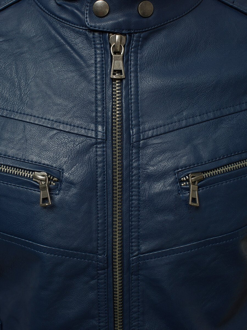 Granatinė vyriška odinė striukė OZONEE YD/BF59359