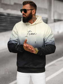 Baltai-juodas vyriškas džemperis su gobtuvu OZONEE JS/27B6501/155