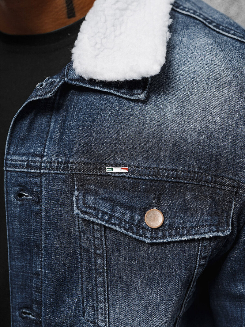 Tamsiai-mėlyna vyriška džinso šerpas striukė OZONEE NB/MJ516BSZ