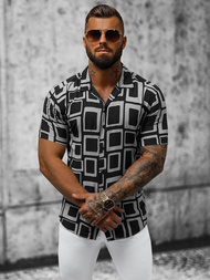 Juodi vyriški marškiniai trumpomis rankovėmis OZONEE E/1400/117