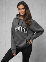 Grafitinis džemperis su gobtuvu OZONEE O/SWE23019Z