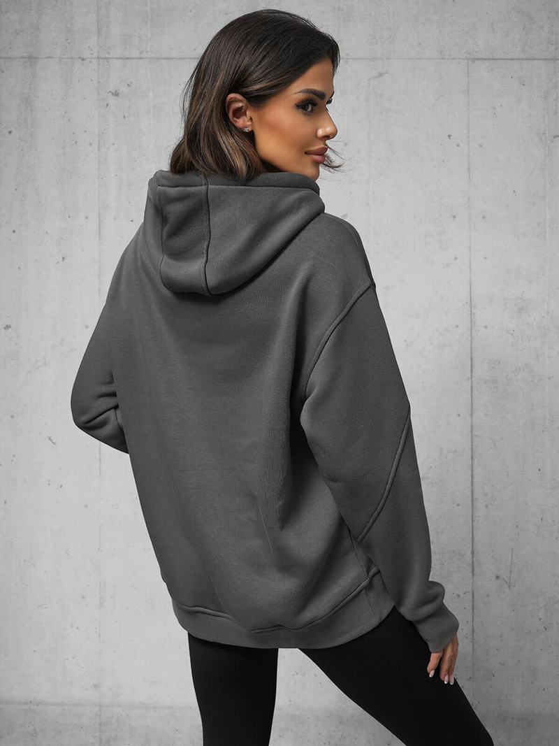 Grafitinis džemperis su gobtuvu OZONEE O/SWE23019Z