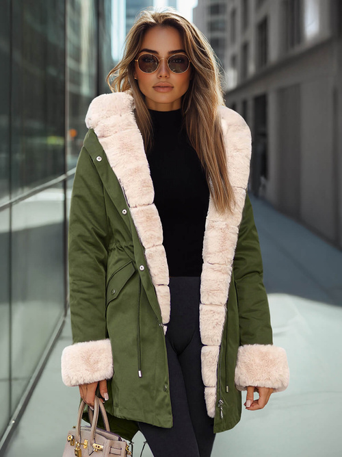 Žalia moteriška žieminė striukė OZONEE JS/M763/136Z