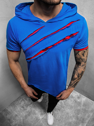 Mėlyni vyriški marškinėliai su gobtuvu OZONEE A/1185Z