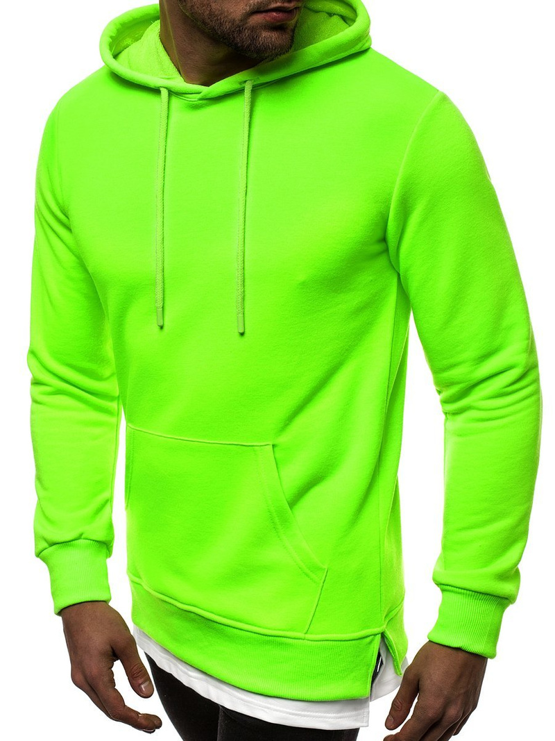 Žaliai-Neoninis vyriškas džemperis su gobtuvu OZONEE MACH/3120