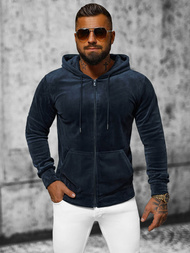 Granatinė vyriškas veliūrinis džemperis su gobtuvu OZONEE JS/8B1168/25