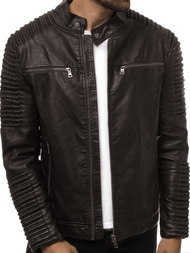 Tamsiai-ruda vyriška odinė striukė OZONEE YD/BF5920107