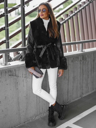 Juoda Moteriška Odinė Striukė OZONEE JS/11Z8079Z