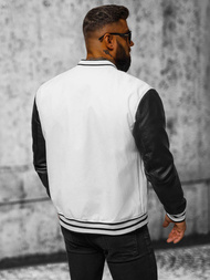 Baltai-juoda vyriška odinė striukė OZONEE JS/11Z8068