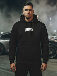 Juoda vyriškas džemperis su gobtuvu OZONEE JS/21B1903/3