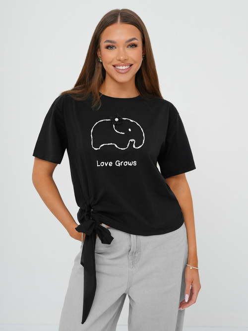 Juodi moteriški marškinėliai OZONEE JS/RJ77247