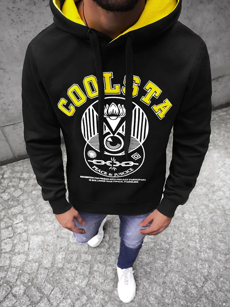 Juodi vyriškas džemperis su gobtuvu OZONEE JS/Y10036