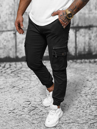 Juoda vyriškos chino jogger stiliaus kelnės OZONEE NB/MP0201N