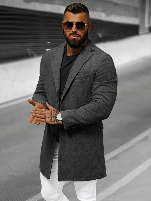 Grafitinis vyriškas paltas OZONEE JB/1047Z