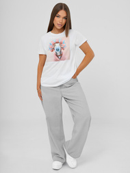 Baltai-rožinės moteriški marškinėliai OZONEE JS/YJ77726