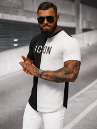 Juodai-baltas vyriški marškinėliai OZONEE O/7776T