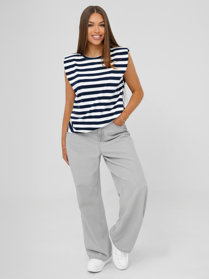 Baltai-granatinė moteriški marškinėliai OZONEE JS/R61670