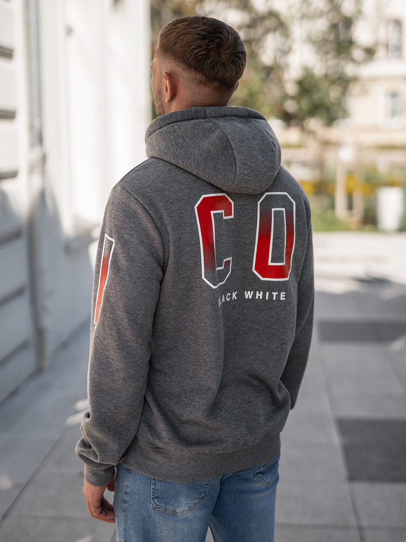 Grafitinis vyriškas džemperis su gobtuvu OZONEE JS/8B1739/5