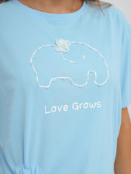 Šviesiai-mėlyni moteriški marškinėliai OZONEE JS/RJ77247