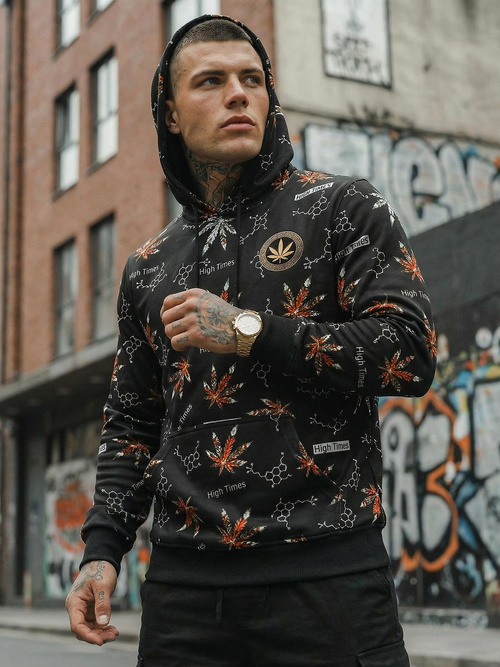 Juodas vyriškas džemperis su gobtuvu OZONEE O/B266Z