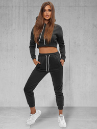 Juodas moteriškas sportinis dviejų dalių kostiumas OZONEE JS/8C67/3Z