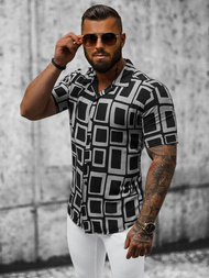 Juodi vyriški marškiniai trumpomis rankovėmis OZONEE E/1400/117