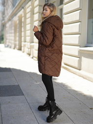 Šokoladas moteriška ilga žieminė striukė OZONEE JS/5M3352/158