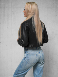 Juoda Moteriška Odinė Striukė OZONEE JS/11Z8128