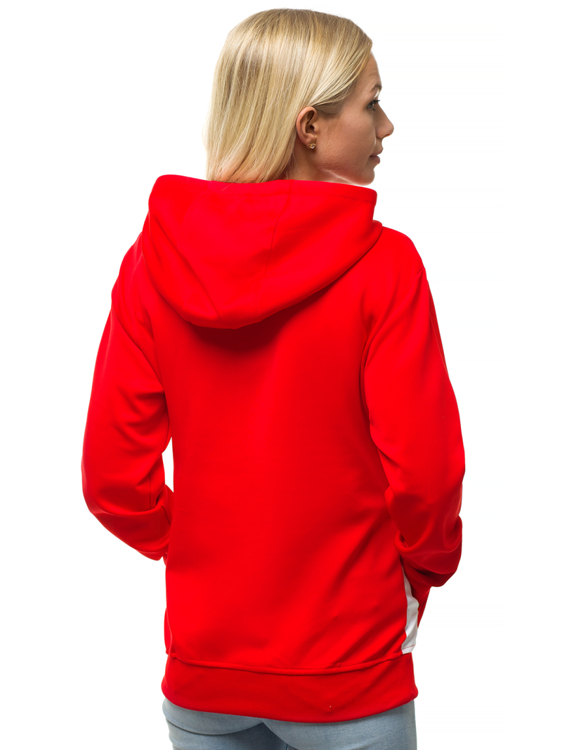 Raudona moteriškas džemperis su gobtuvu OZONEE JS/JK88125/18