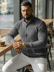 Grafitinis vyriškas megztinis OZONEE NB/MM6020/3Z
