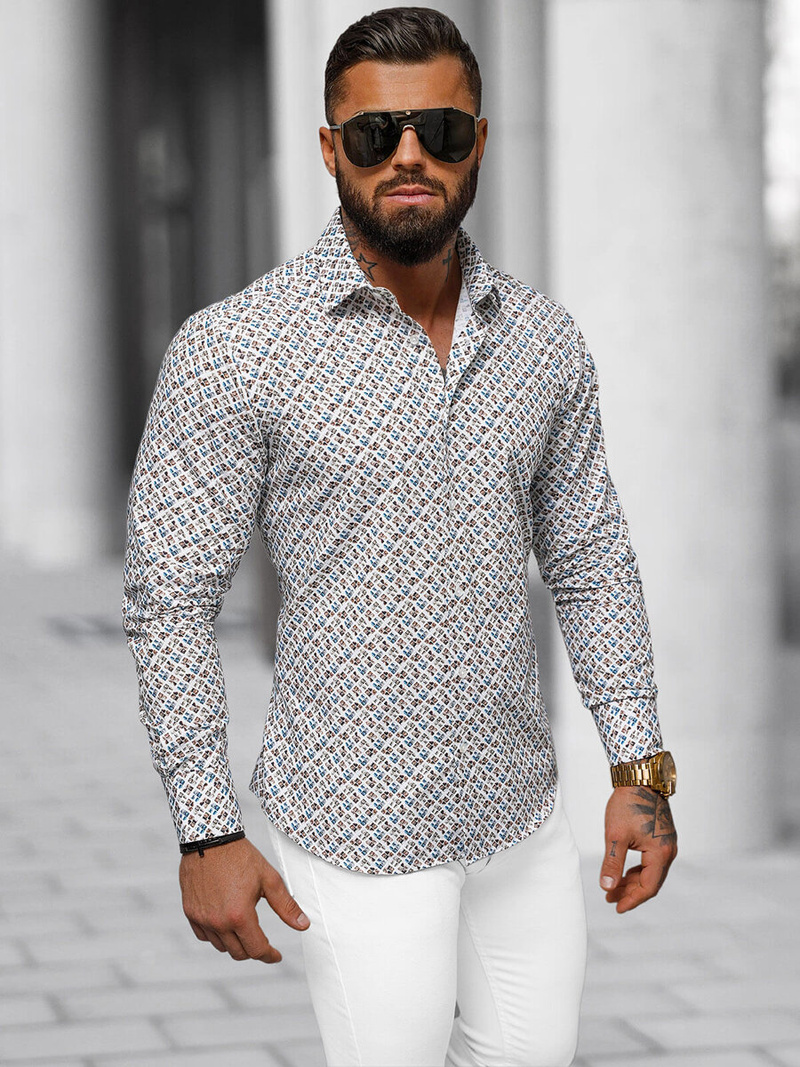 Balti vyriški marškiniai OZONEE O/V102