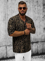 Juodi vyriški marškiniai trumpomis rankovėmis OZONEE O/22202010