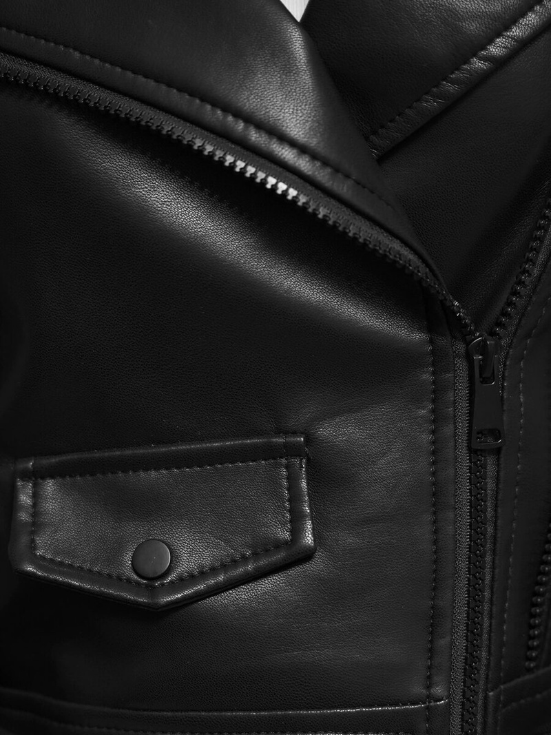 Juoda Moteriška Odinė Striukė OZONEE JS/11Z8128