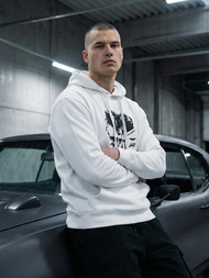 Baltas vyriškas džemperis su gobtuvu OZONEE JS/65B3907/1Z