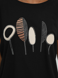 Juodi moteriški marškinėliai OZONEE JS/95T2566/3