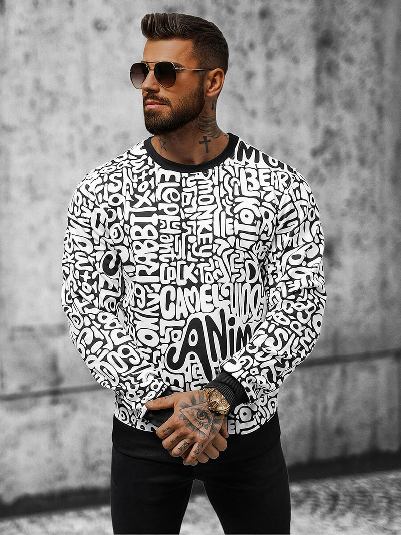 Baltas vyriškas džemperis OZONEE JS/8B1131/1