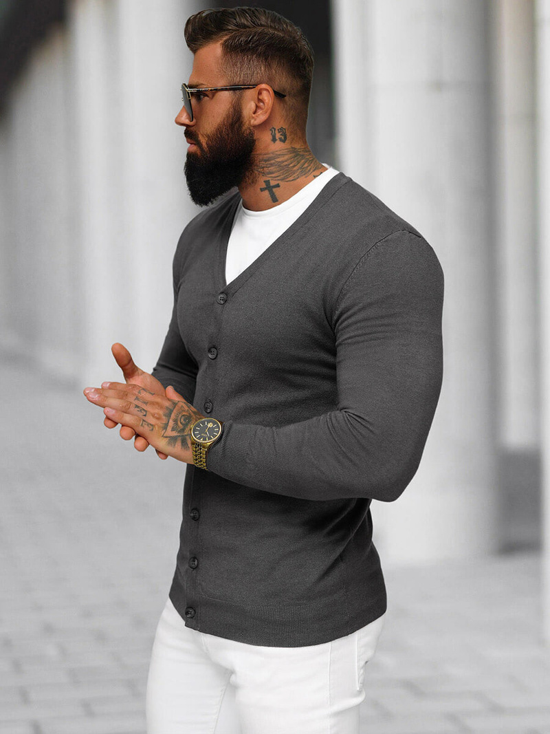 Grafitinis vyriškas megztinis OZONEE NB/MM6006/3Z