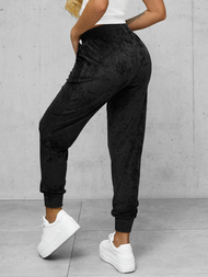 Juodos moteriškos veliūrinis sportinės kelnės OZONEE JS/92K527/3