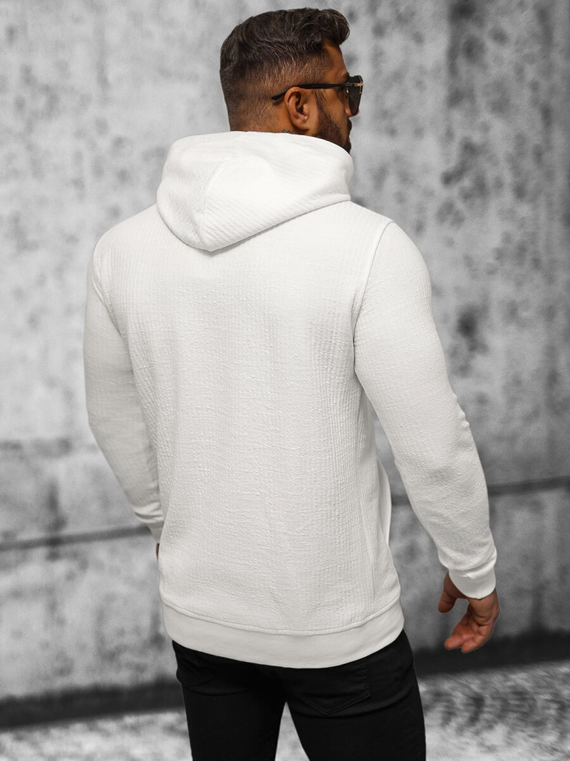 Ecru vyriškas džemperis su gobtuvu OZONEE O/TB2273