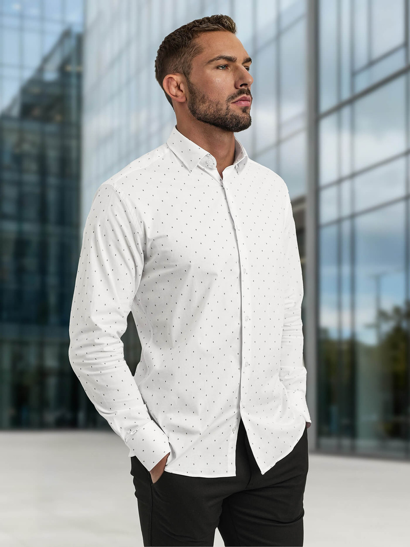 Balti vyriški marškiniai OZONEE V/V180