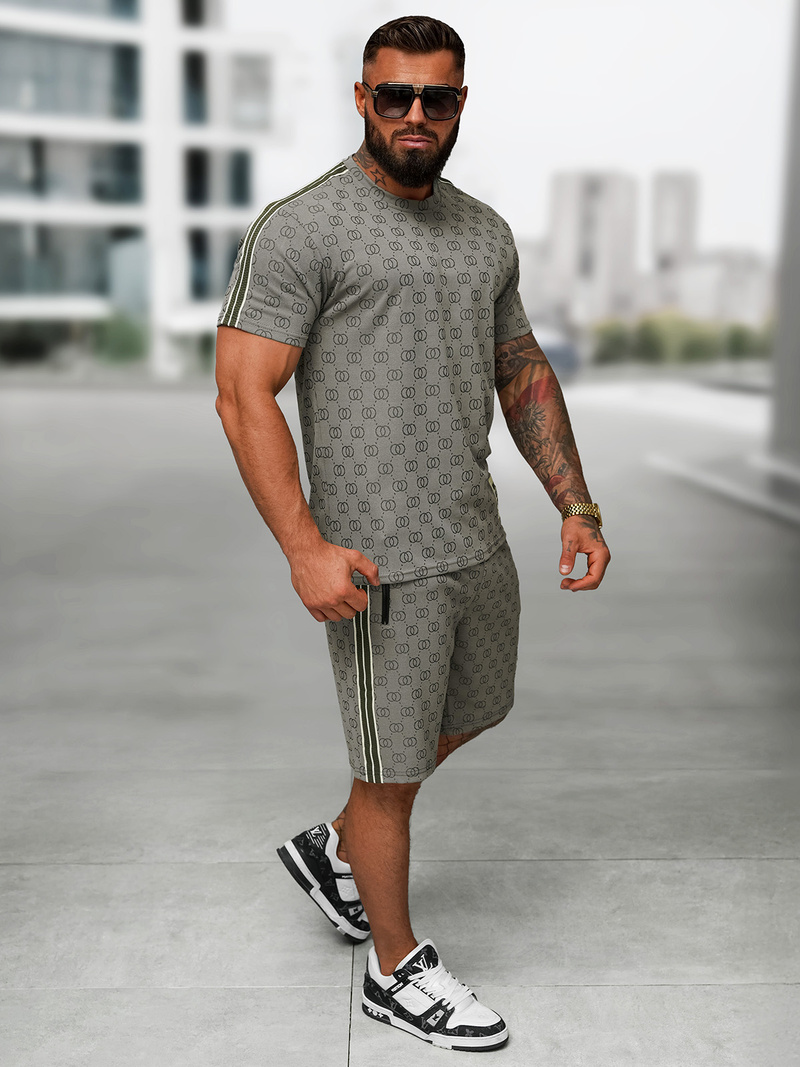 Tamsiai-pilkas vyriškas trumpas sportinio kostiumo komplektas OZONEE O/QQ1608AB