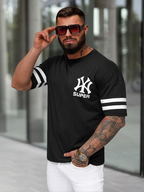 Juodi vyriški marškinėliai OZONEE JS/8B1372/3