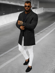 Juodas vyriškas paltas OZONEE JB/1047Z