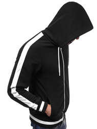 Juodas vyriškas džemperis su gobtuvu OZONEE A/1009Z