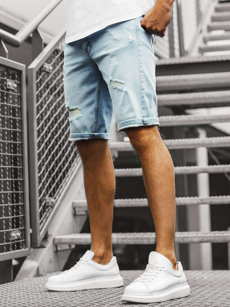 Šviesiai-Mėlyni Vyriški džinso šortai OZONEE B/55055